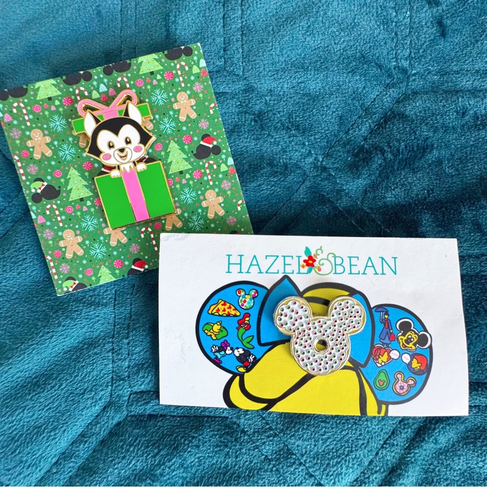 lot of new disney inspired christmas enamel pins from various small shops RARE